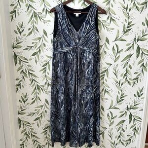 Christopher & Banks Blue and Gray Zebra Print Maxi Dress. Size 16.